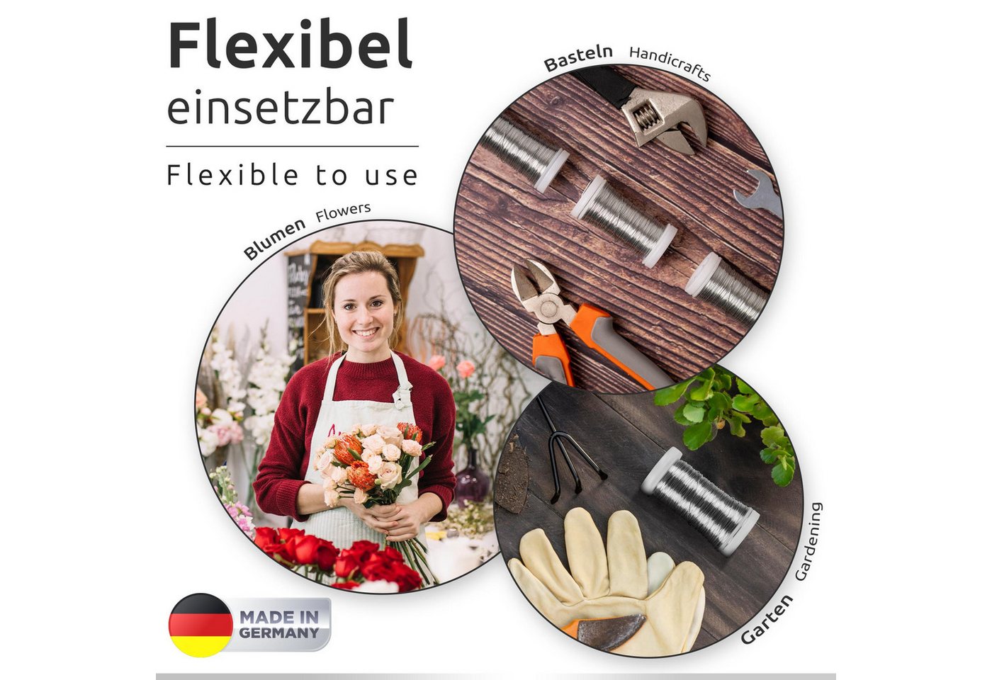 ECENCE Bindedraht 3x Myrtendraht geglüht aus Eisen Blumenbindedraht – Bild 5 von 5