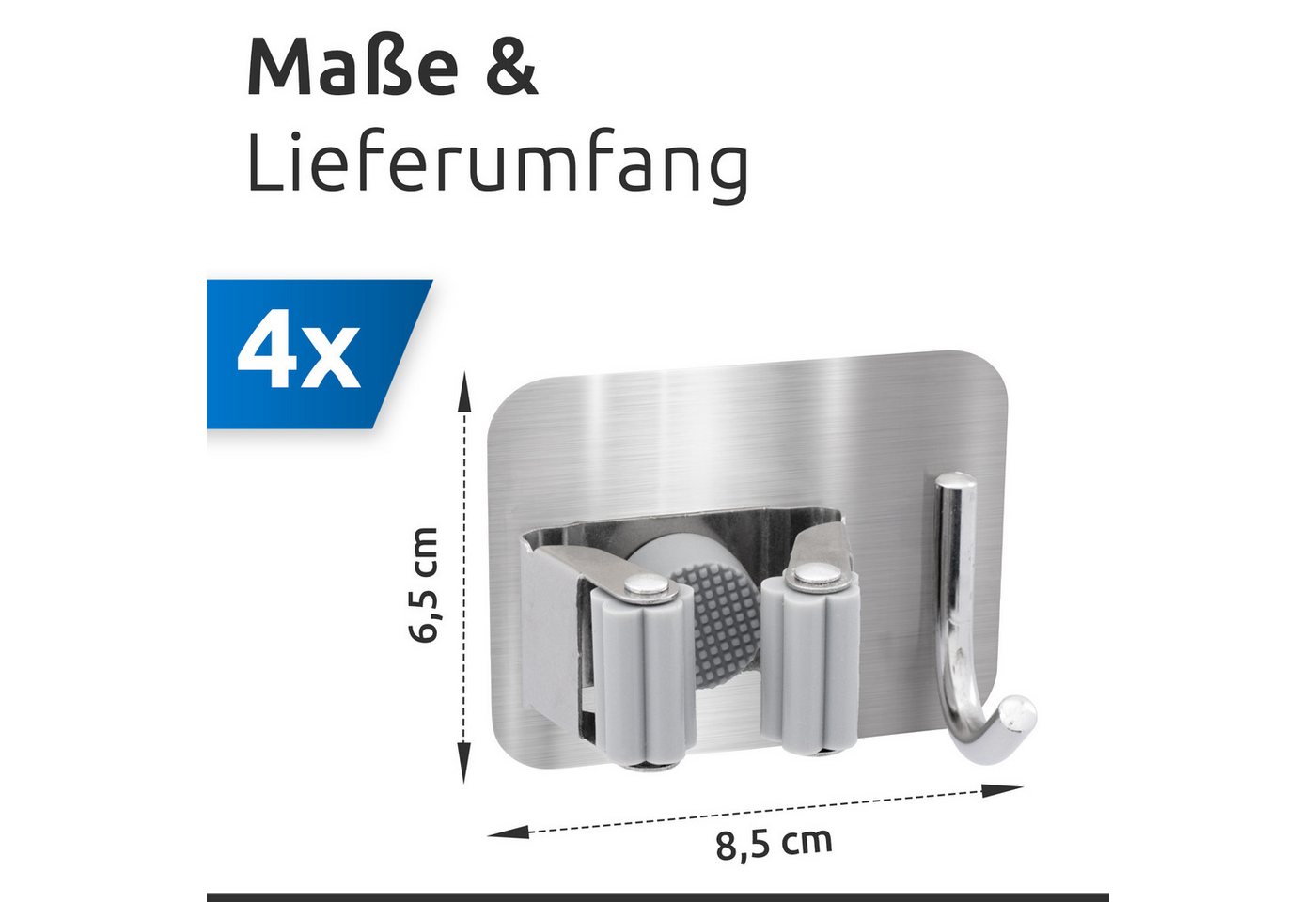 ECENCE Gartengerätehalter 4x Gerätehalter Selbstklebend Silber Wand Garten – Bild 4 von 5