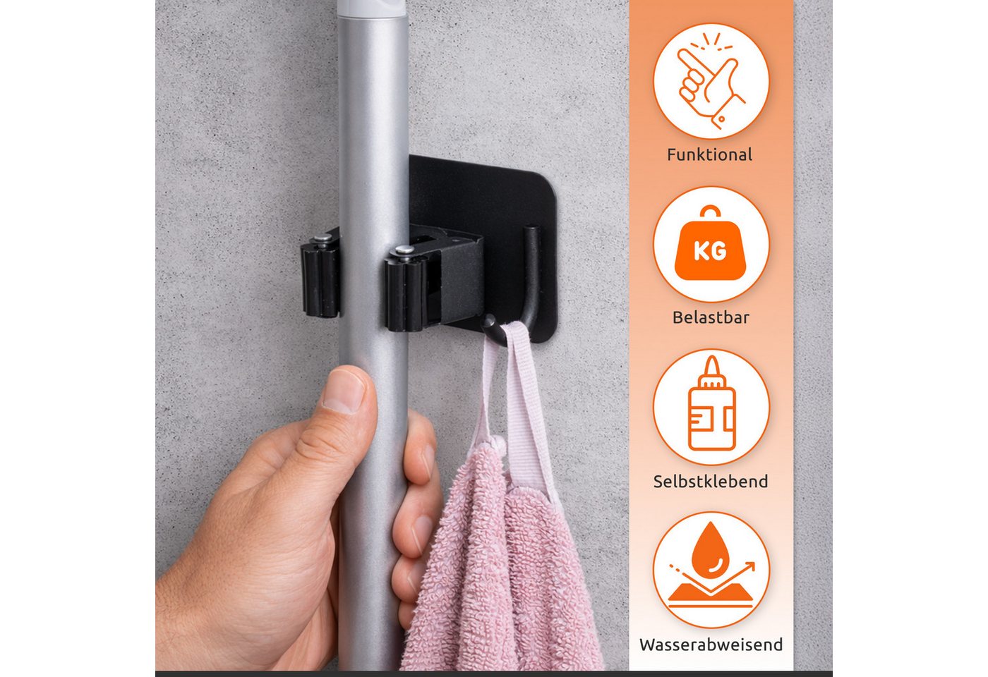 ECENCE Gartengerätehalter 4x Gerätehalter Selbstklebend Schwarz Wand Garten – Bild 3 von 5