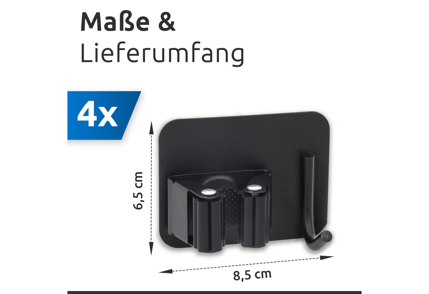 ECENCE Gartengerätehalter 4x Gerätehalter Selbstklebend Schwarz Wand Garten – Bild 4 von 5