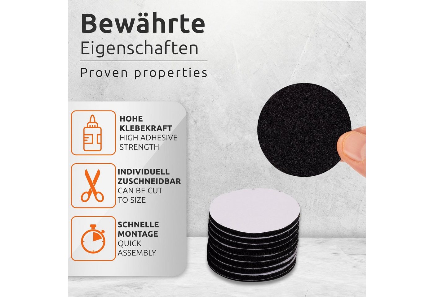 ECENCE Klett-Klebepad 18x Klett Klebepads rund Schwarz selbstklebend – Bild 2 von 5