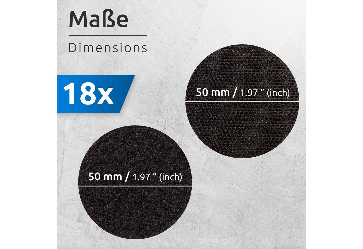 ECENCE Klett-Klebepad 18x Klett Klebepads rund Schwarz selbstklebend – Bild 5 von 5