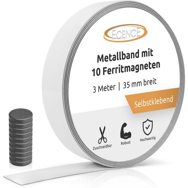 ECENCE Magnet 3m Metallband selbstklebend starke Haftung mit 10x