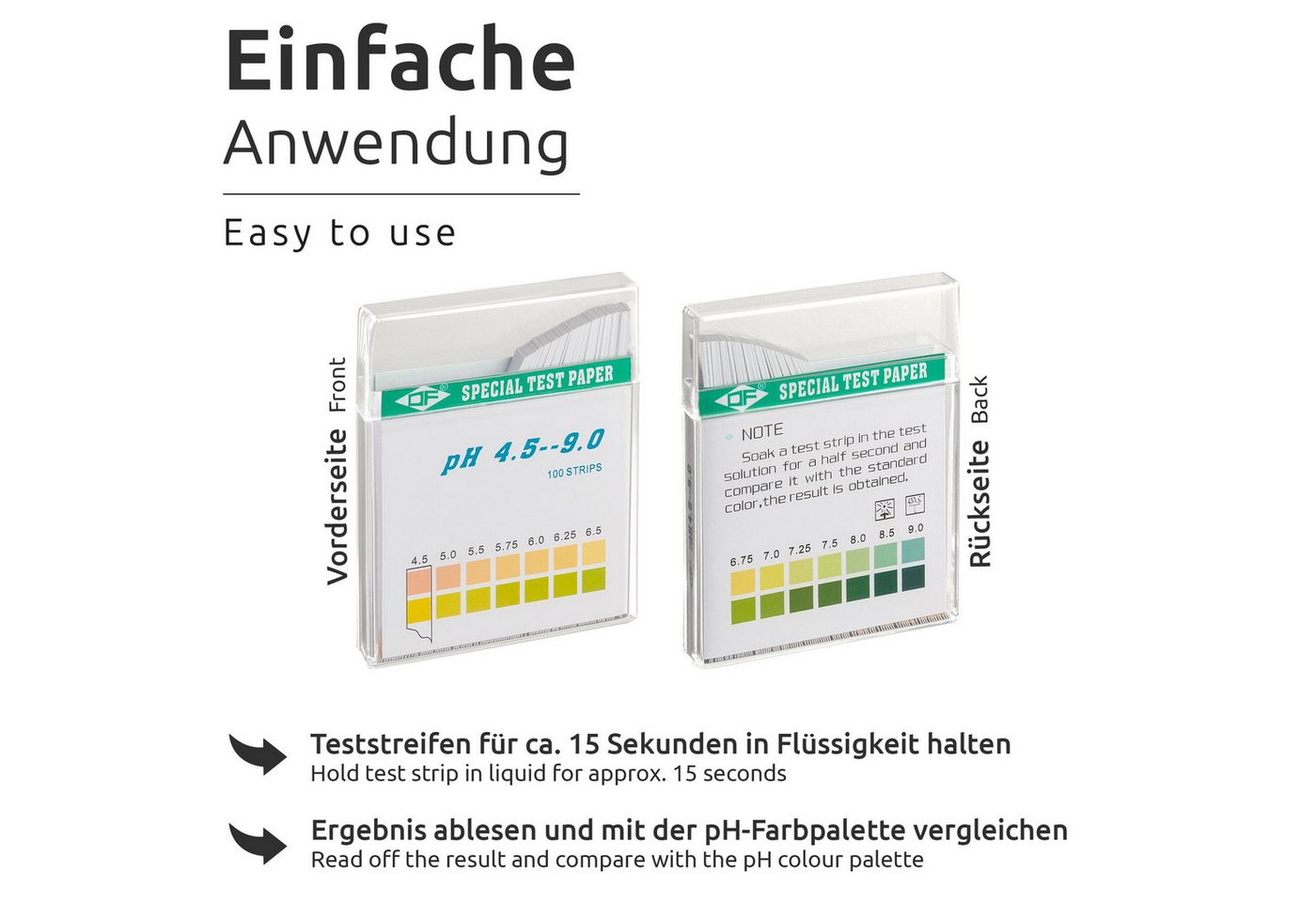 ECENCE Pool-Wassertest pH wert Teststreifen 100 Stück ph 4,5 - 9 – Bild 3 von 5