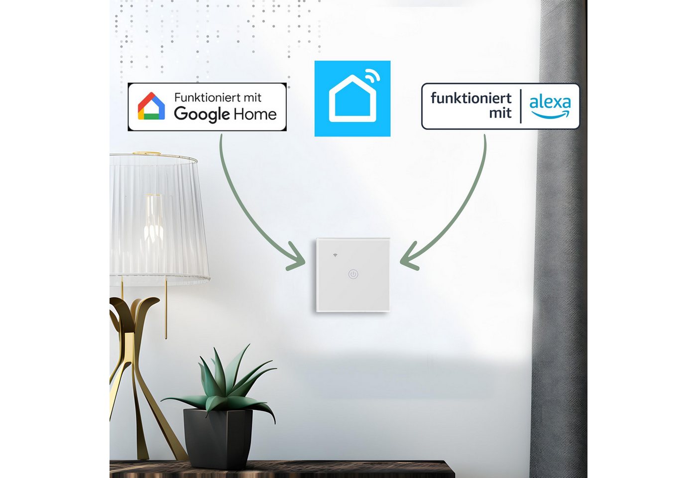 echos Eco-4150 Smarter Lichtschalter, 1 x Schaltausgang,600W,Fernsteuerung,Sprachsteuerung mit Alexa/Google – Bild 3 von 5