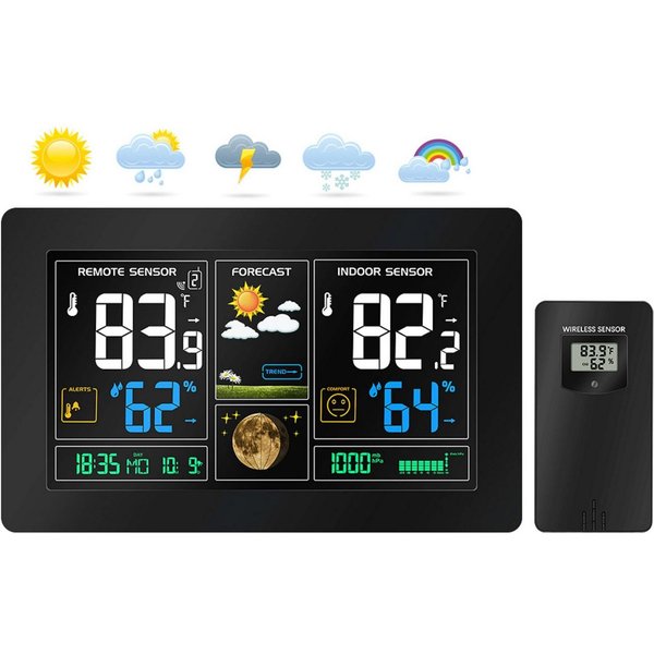 echos Eco-450 Funkwetterstation (mit Funk-Außensensor, Wettervorhersage,Farbdisplay,Funk-Außensensor mit LCD-Display)