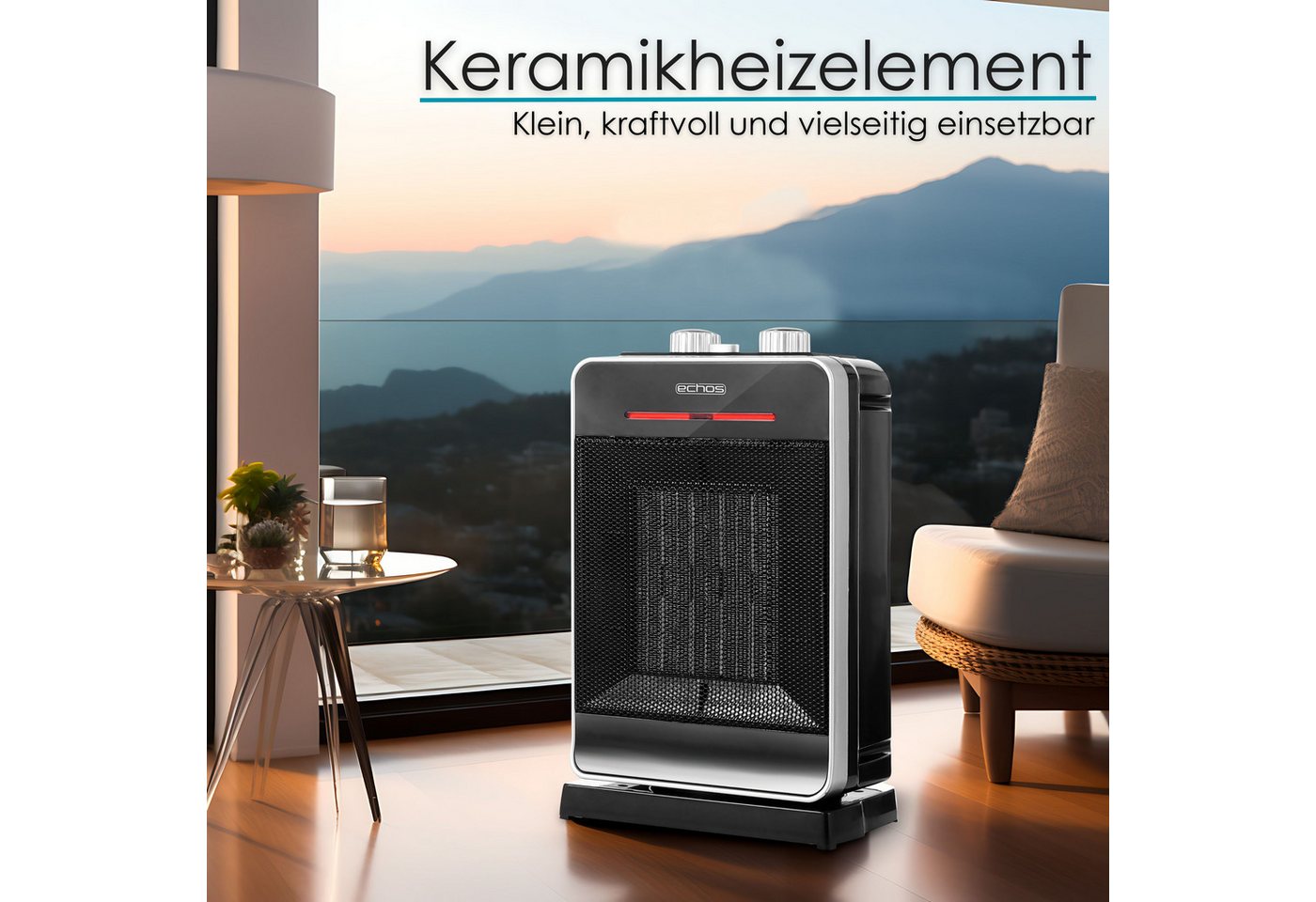 echos Heizlüfter Eco-356, 2000 W, Kaltluftfunktion, Überhitzungsschutz, Oszillierend – Bild 2 von 5