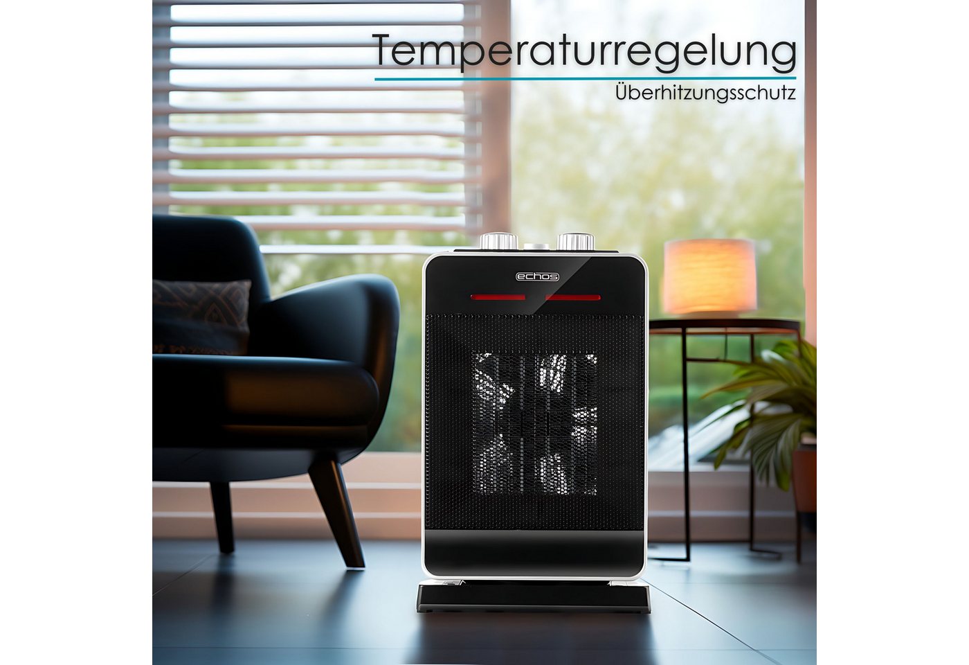 echos Heizlüfter Eco-356, 2000 W, Kaltluftfunktion, Überhitzungsschutz, Oszillierend – Bild 3 von 5