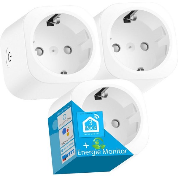 echos WLAN-Steckdose Eco-4073, max. 3680 W, Spar-Set, Steuerung per App,Alexa/ Google kompatibel,WLAN, 2.4 GHz,Max. 16A