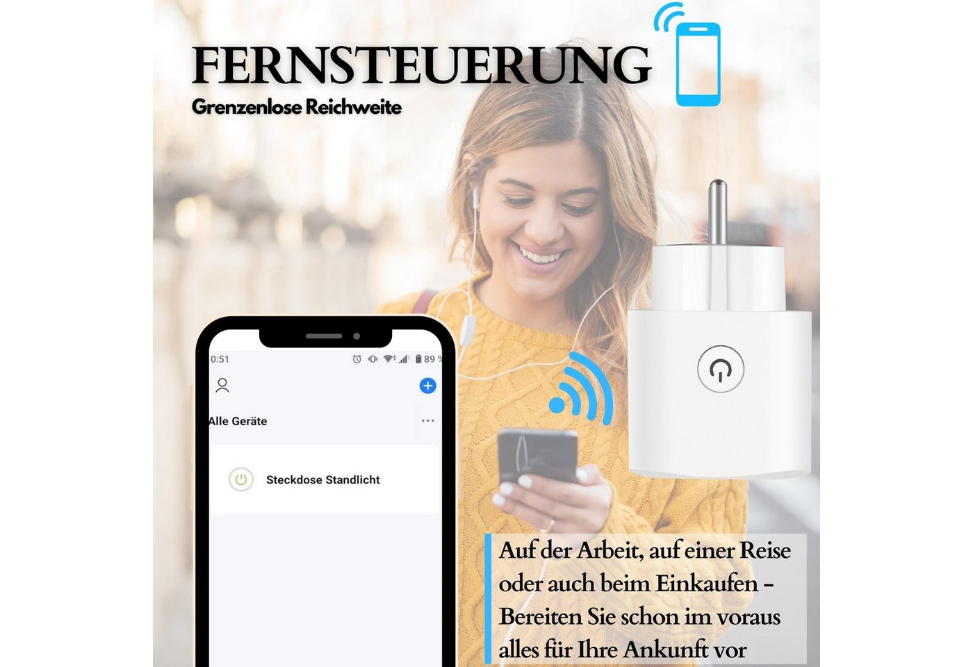 echos WLAN-Steckdose Eco-4073, max. 3680 W, Spar-Set, Steuerung per App,Alexa/ Google kompatibel,WLAN, 2.4 GHz,Max. 16A – Bild 3 von 5
