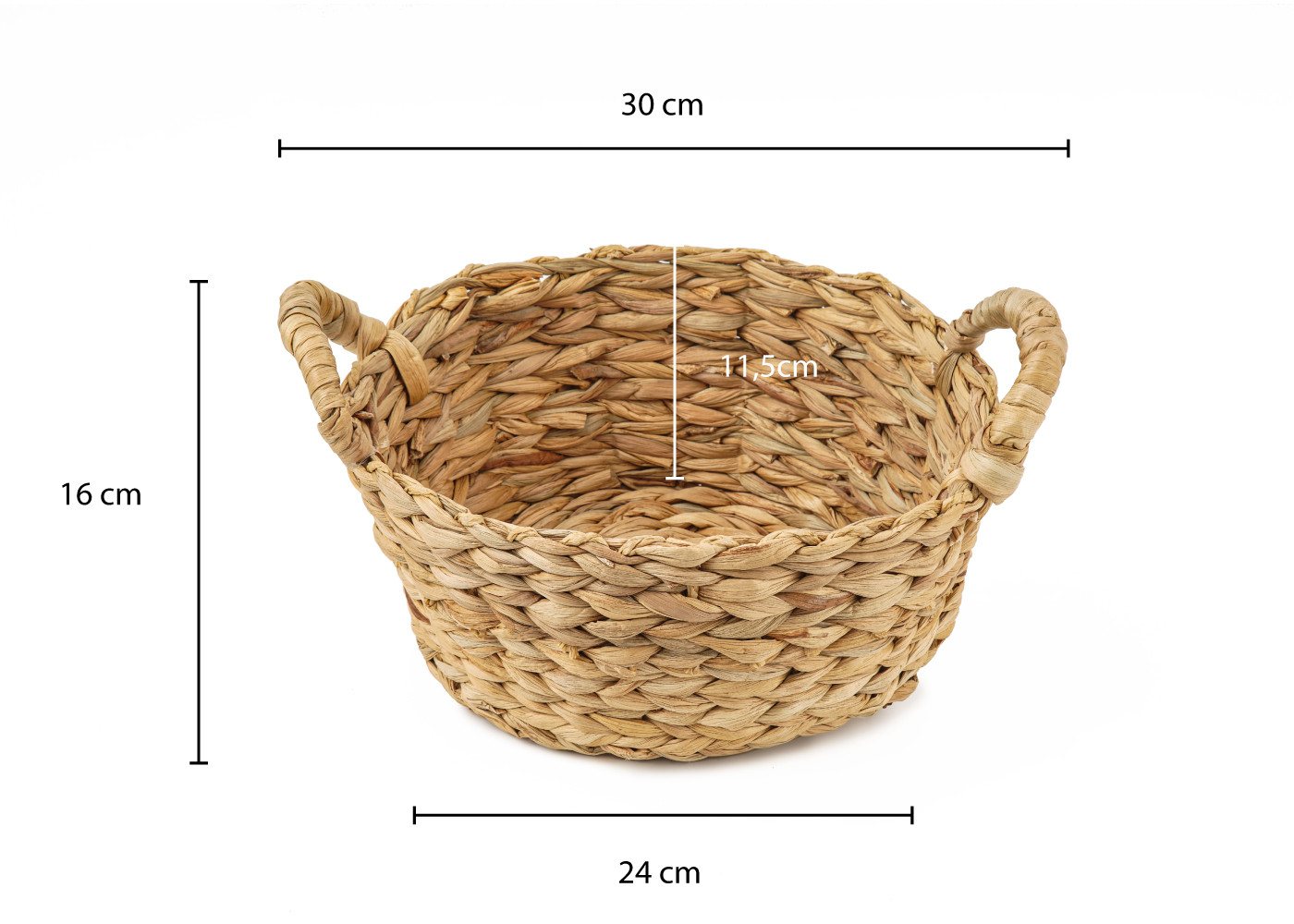 ECHTWERK Aufbewahrungskorb Runder Flechtkorb, 30 x 24 x 16 cm (1 St), aus Wasserhyazinthe, handgeflochten – Bild 4 von 4
