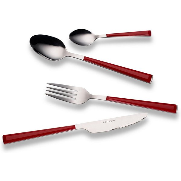 ECHTWERK Besteck-Set Basic (24-tlg), 6 Personen, Edelstahl 18/0, Camping/Picknickbesteck, Kunststoffgriffe