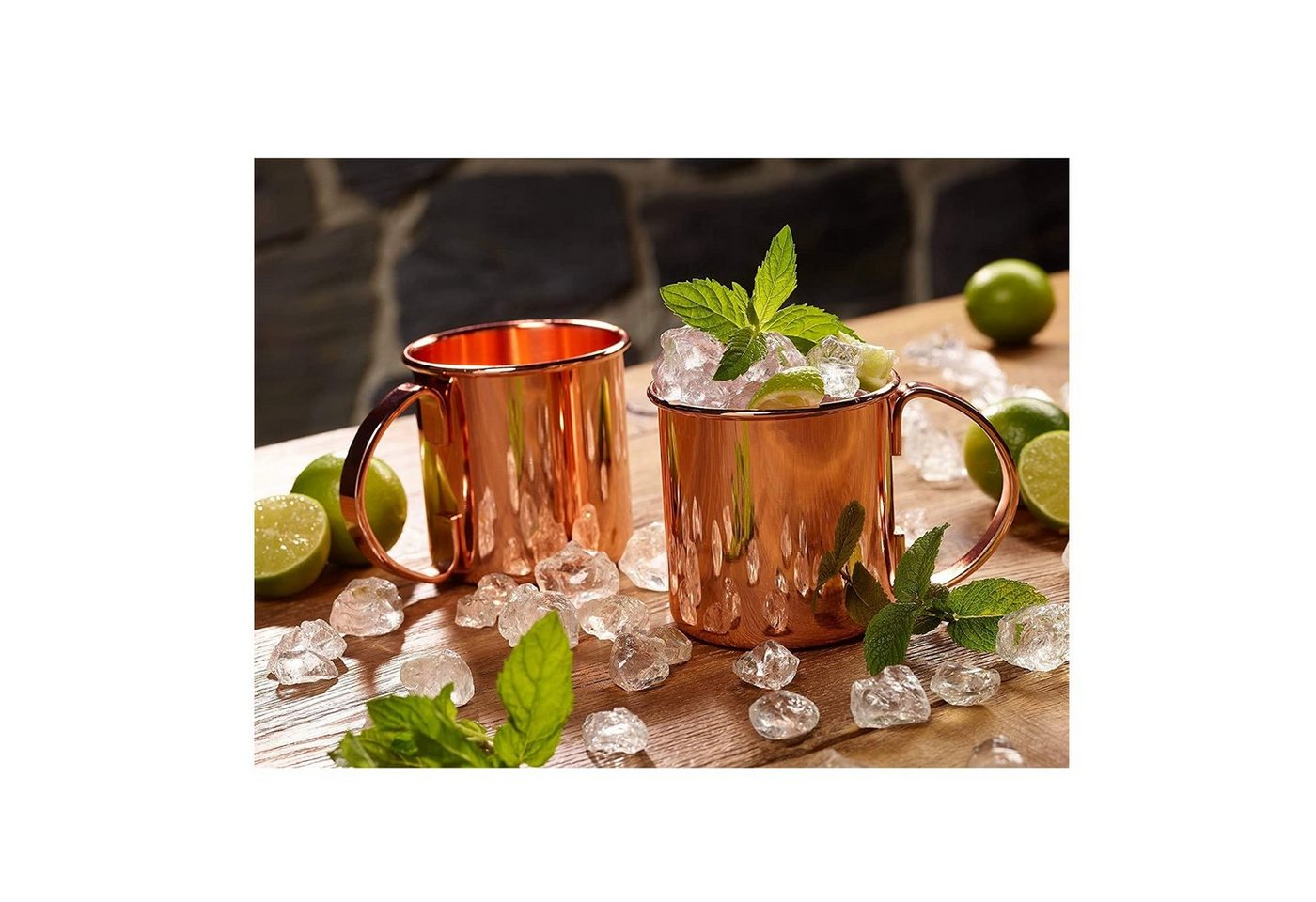 ECHTWERK Glas Moscow Mule Kupferbecher 2er Set, 2-tlg., Edelstahl, Cocktail-Set, Cocktailgläser, Geschenkset, 450 ml – Bild 2 von 4