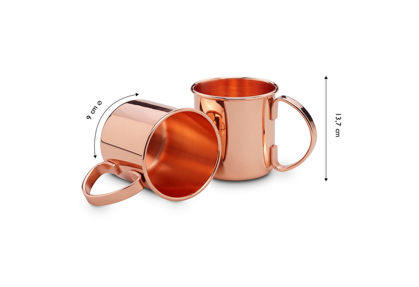 ECHTWERK Glas Moscow Mule Kupferbecher 2er Set, 2-tlg., Edelstahl, Cocktail-Set, Cocktailgläser, Geschenkset, 450 ml – Bild 3 von 4