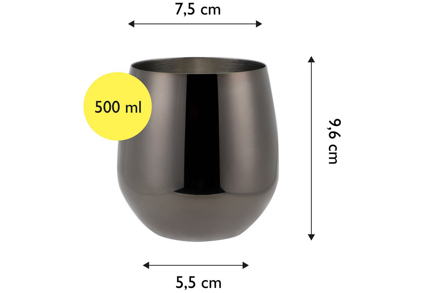 ECHTWERK Glas Wein & Wasserkelch 6-tlg, 6-tlg., Edelstahl, Trinkbecher aus Edelstahl, unzerbrechlich, bruchsicher, 500 ml – Bild 2 von 3