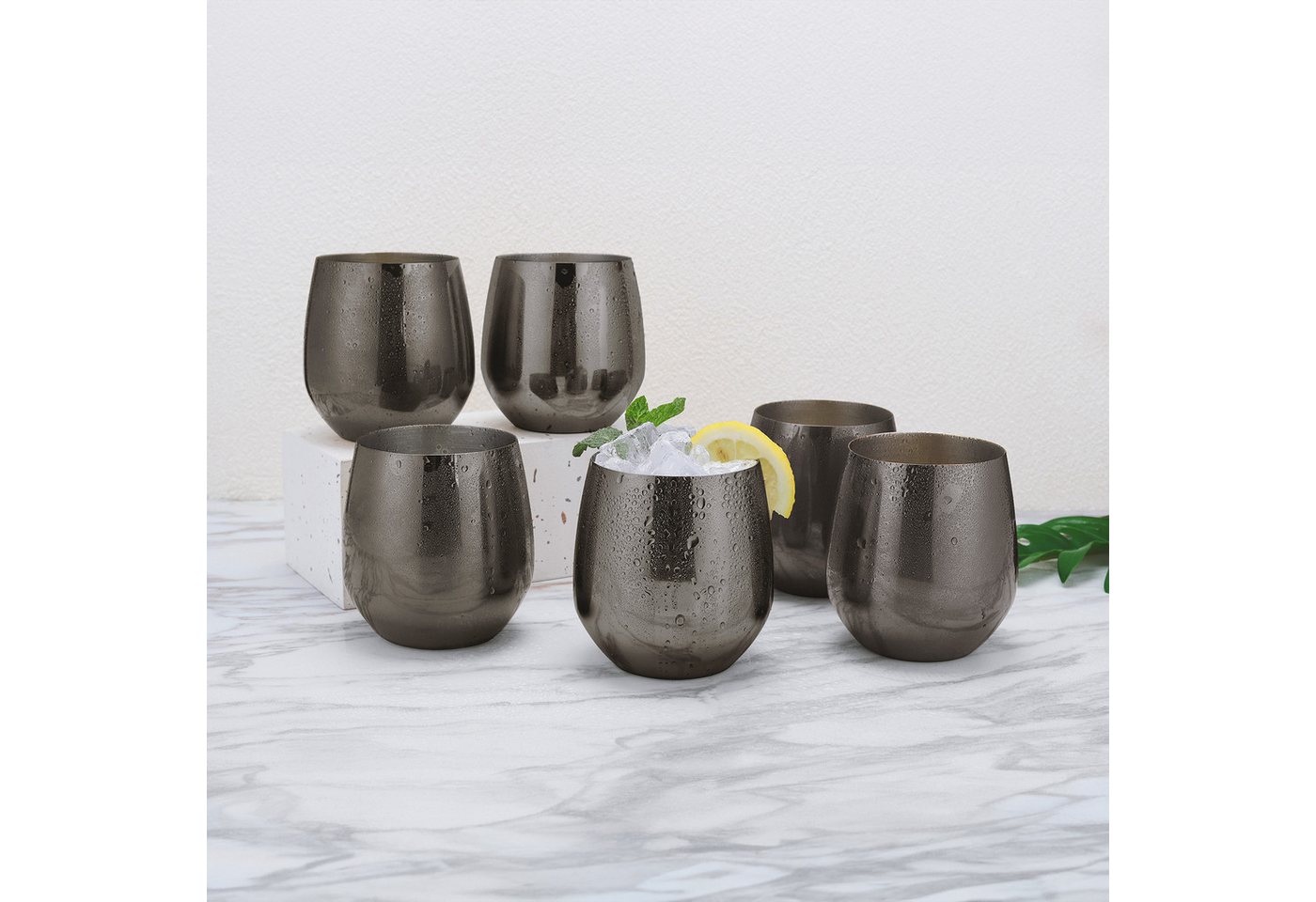 ECHTWERK Glas Wein & Wasserkelch 6-tlg, 6-tlg., Edelstahl, Trinkbecher aus Edelstahl, unzerbrechlich, bruchsicher, 500 ml – Bild 3 von 3