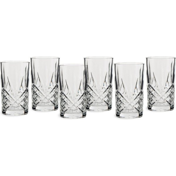 ECHTWERK Longdrinkglas Highball-Gläser Set, 350ml, 6-tlg., Glas, mit Schliffoptik und Reliefstruktur
