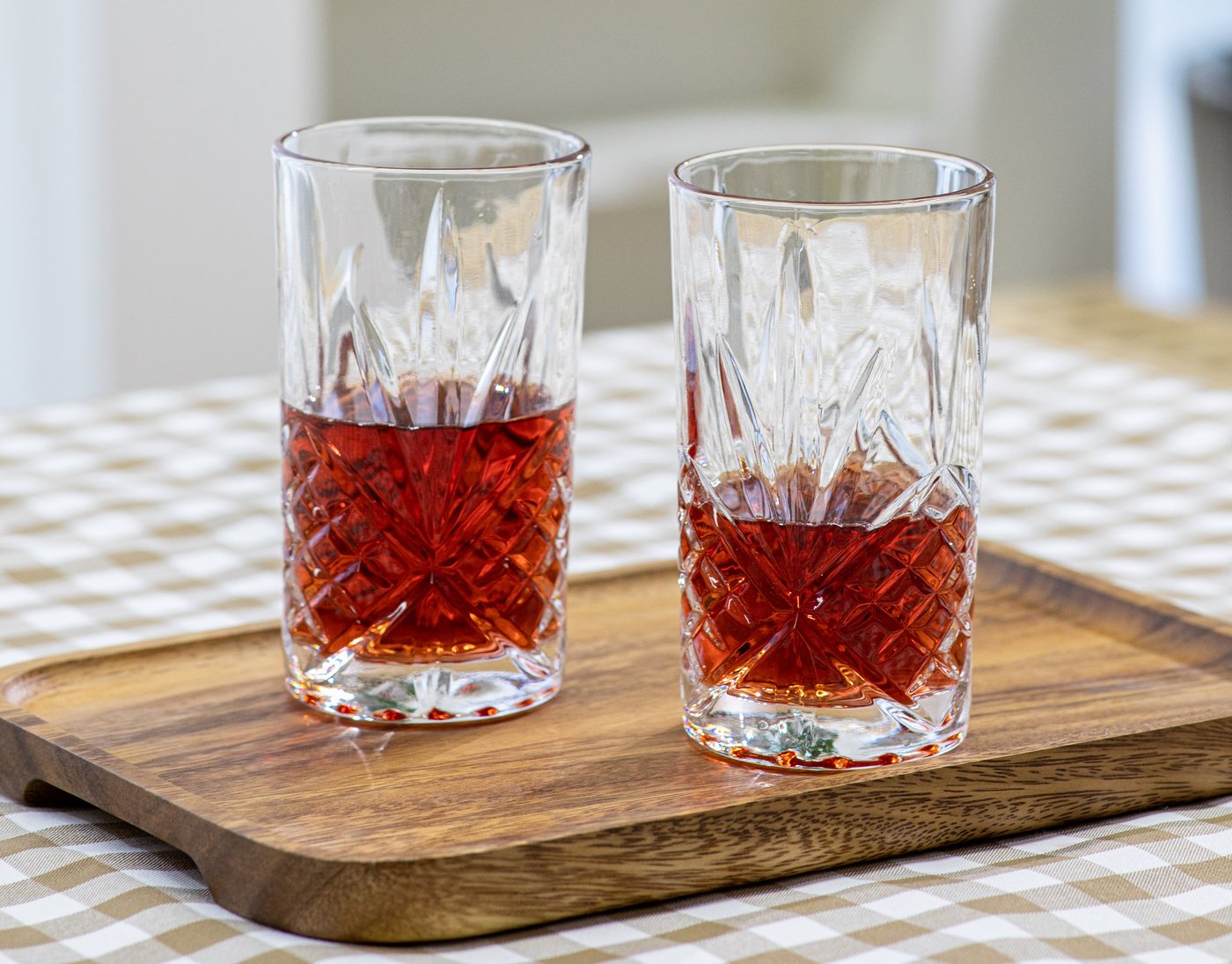 ECHTWERK Longdrinkglas Highball-Gläser Set, 350ml, 6-tlg., Glas, mit Schliffoptik und Reliefstruktur – Bild 3 von 5