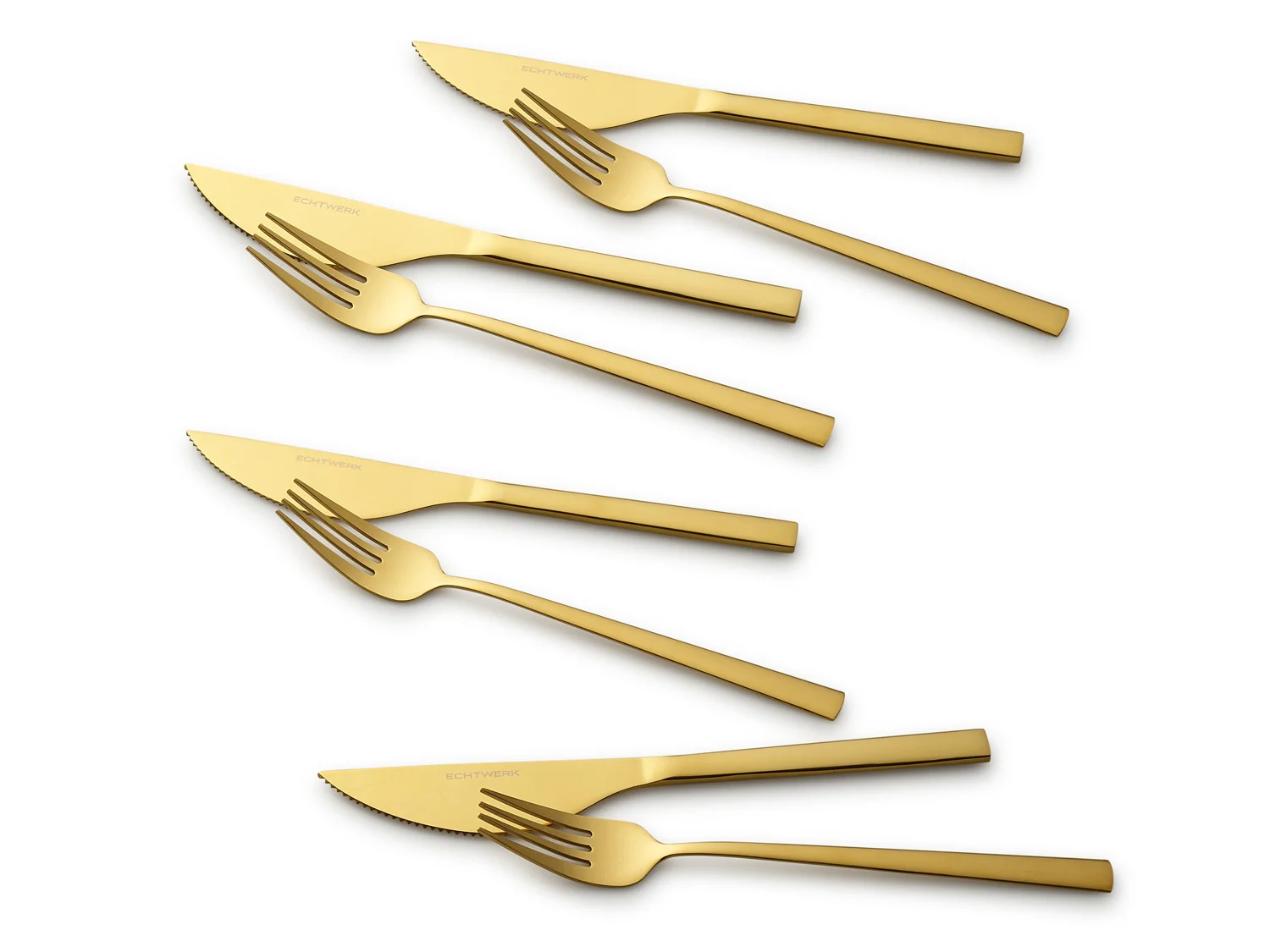 ECHTWERK Pizzabesteck Set "Bari" (Gold, 8tlg) – Bild 4 von 4