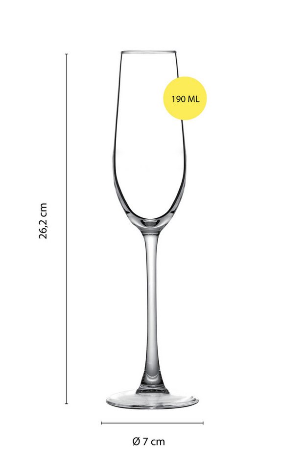 ECHTWERK Sektglas Champagnerkelch-Set 190 ml, 6-tlg., Glas, für Champagner, Schaumwein, Aperitifs, ideal für Feierlichkeiten – Bild 3 von 3