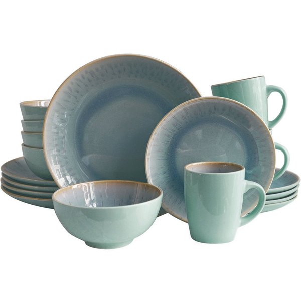 ECHTWERK Tafelservice Ana Modern-Design (24-tlg), 6 Personen, Porzellan, Teller Set, farbenfrohes Design