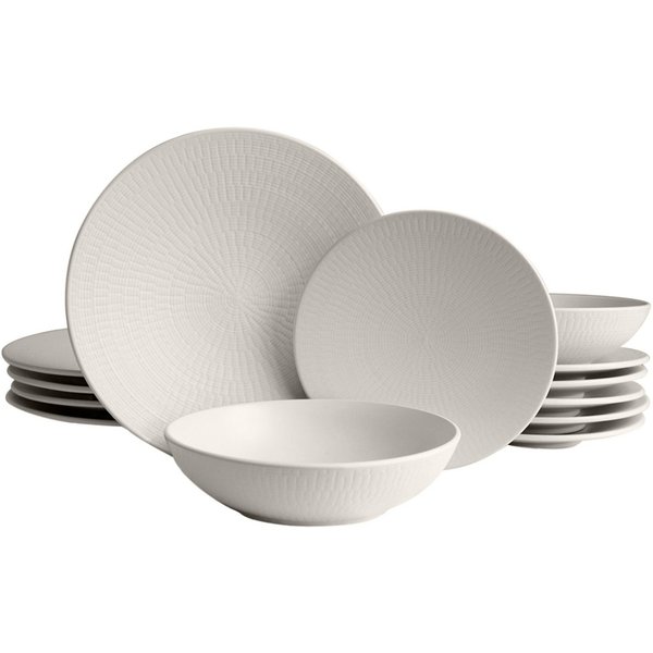 ECHTWERK Tafelservice Blanka Nature Design (12-tlg), 4 Personen, Steingut, Teller Set, mit Struktur