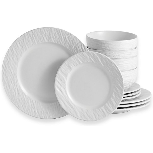 ECHTWERK Tafelservice Teller Set, "New Modern" (12-tlg), 4 Personen, Steinzeug, Modernes Geschirrset in Schiefer-Optik, hochwertige Stoneware