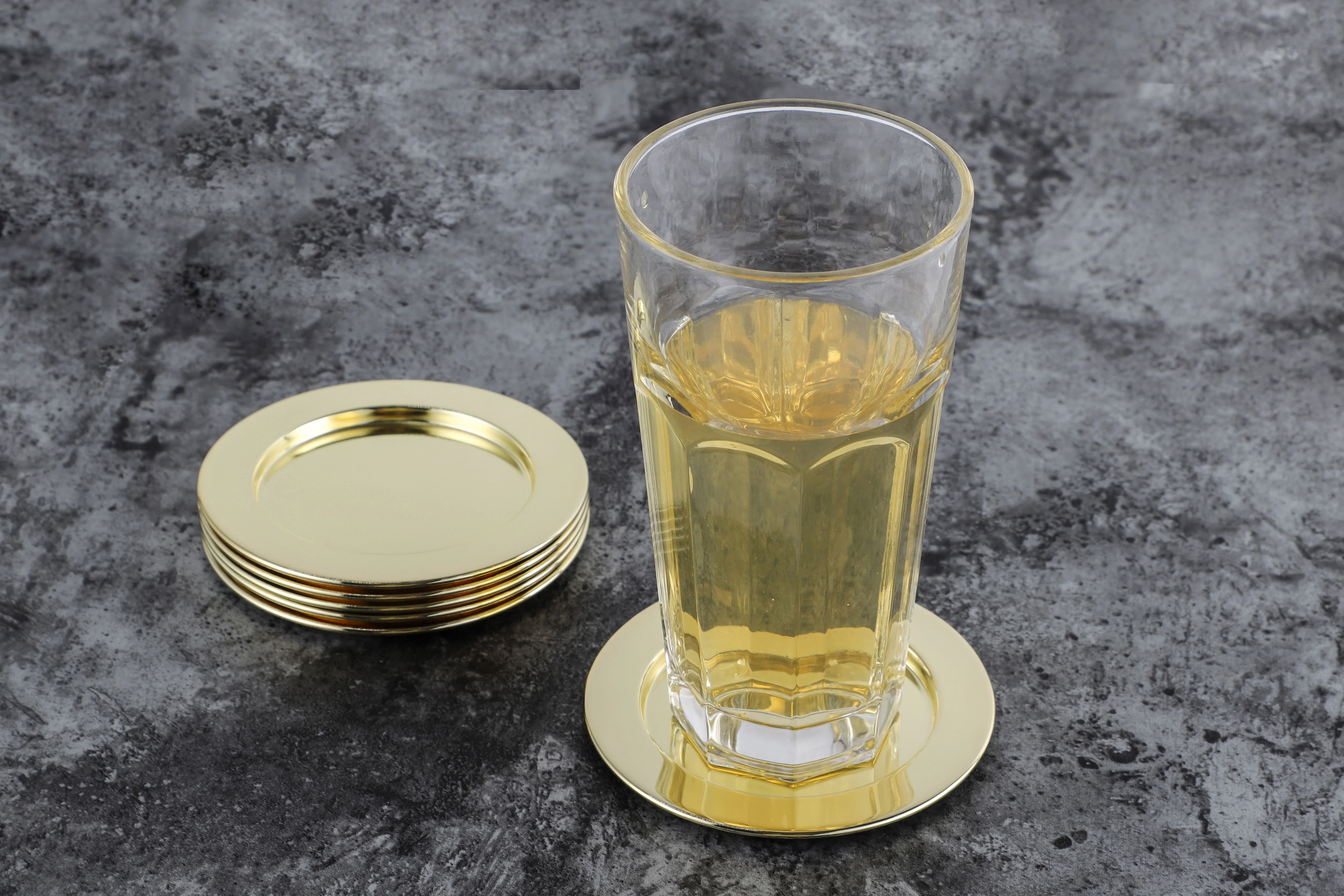 ECHTWERK Untersetzer- / Serviettenring-Set (dekoratives Glasuntersetzer 6t, Gold, 6tlg) – Bild 4 von 4
