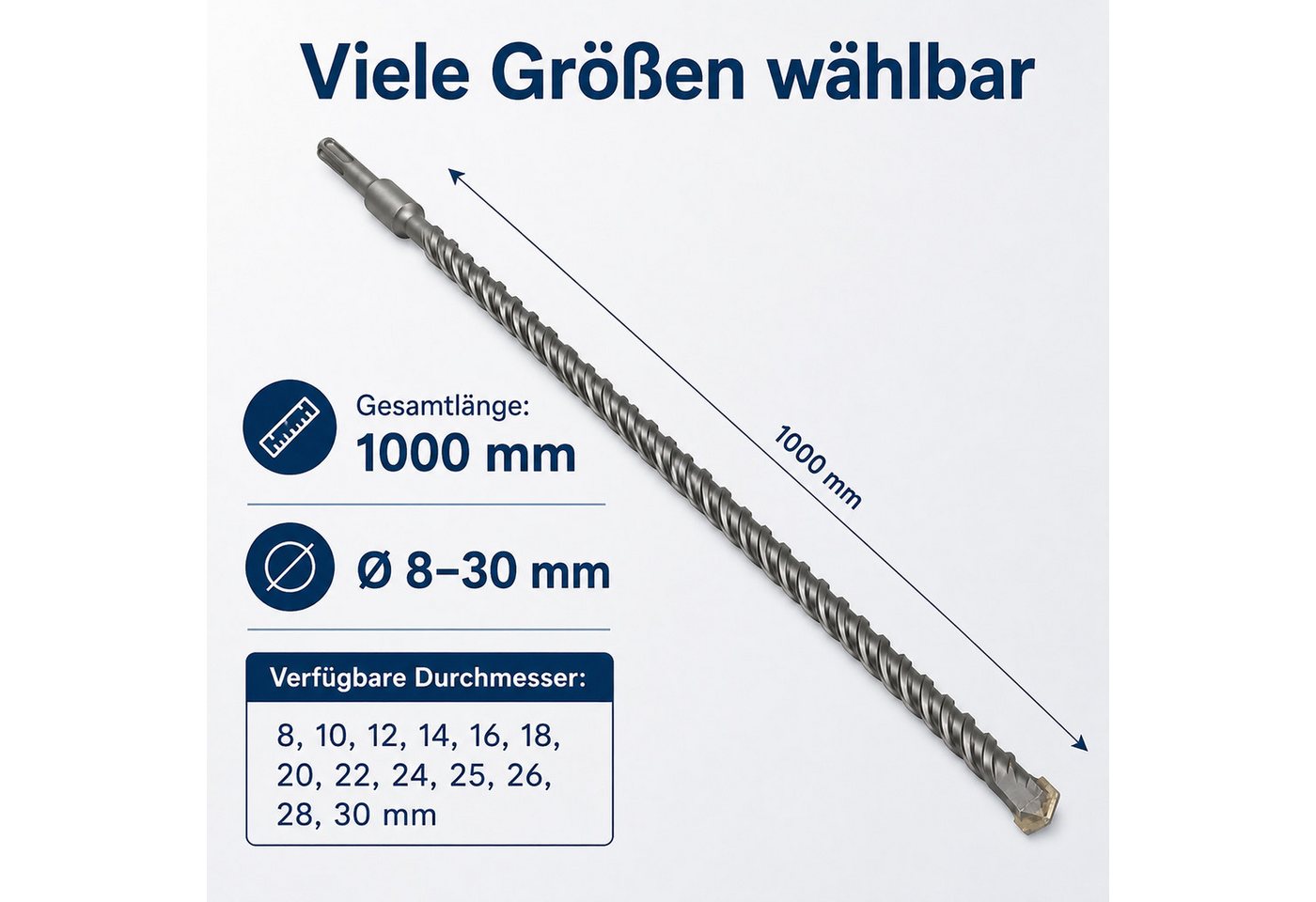 ECI Tools Steinbohrer SDS-Plus Bohrer 1000 mm lang Ø 8–30 mm – Bild 5 von 5
