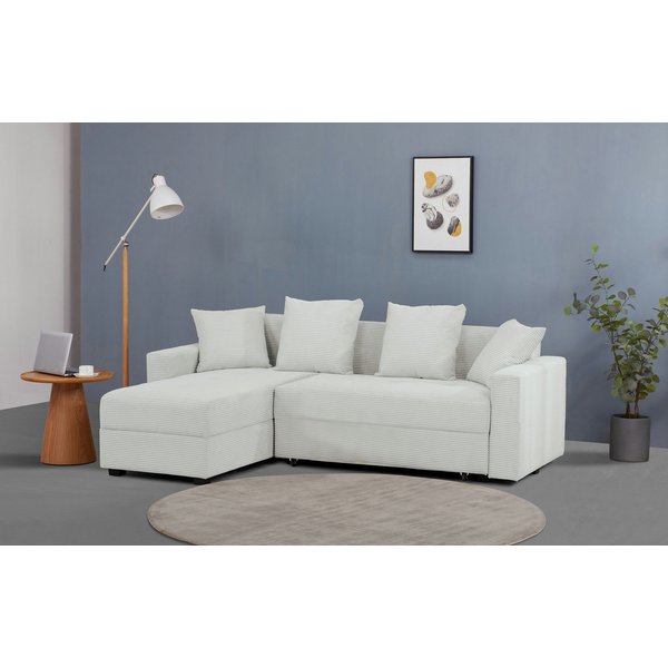 Ecksofa KILLAM, 217 cm, L-Form, mit Schlaffunktion u. Bettkasten, Schlaffunktion u. Bettkasten, links/rechts, Cord und Webstoff