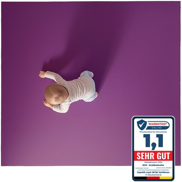 Eco Krabbelmatte Spielmatte (60x100cm, Pflaume), Öko-Tex 100 zertifiziert, komplett in Deutschland hergestellt