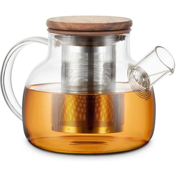 Econovo Teekanne aus Glas, 0.75 l, mit Holzdeckel