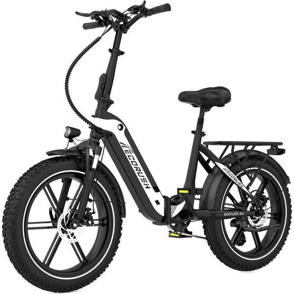 ECORUSH E-Bike Faltrad R2 20*4,0 Zoll Elektrofahrrad bis zu 60-100km, 7 Gang shimano shimano Schaltwerk, Kettenschaltung, Heckmotor, 499,2 Wh, Faltrad, MTB E Mo