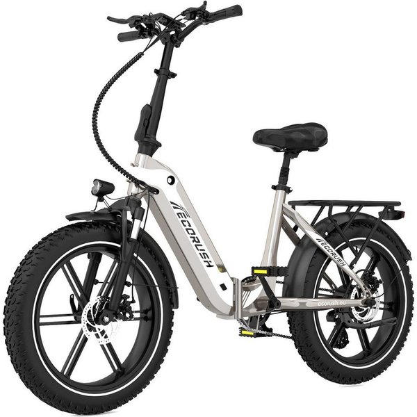 ECORUSH E-Bike Faltrad R2 20*4,0 Zoll Elektrofahrrad bis zu 60-100km, 7 Gang shimano shimano Schaltwerk, Kettenschaltung, Heckmotor, 499,2 Wh, Faltrad, MTB E Mo