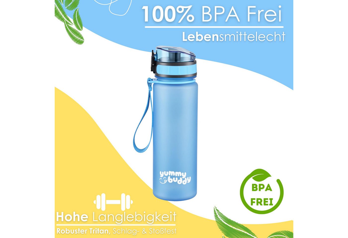 ecosa Trinkflasche EO-8190 yummy buddy, BPA-frei,Tritan,spülmaschinengeeignet,lebensmittelecht,robust – Bild 5 von 5