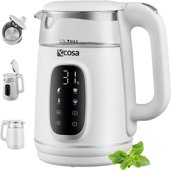 ecosa Wasserkocher EO-698, 1.7 l, 2200 W, Kalkfilter im Deckel integriert