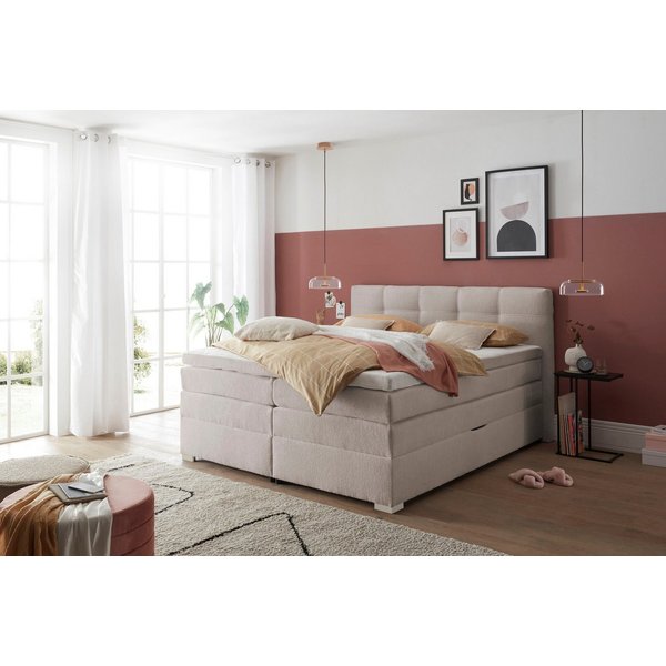 ED EXCITING DESIGN Boxspringbett FANES, Doppelbett mit Bettkasten und Taschenfederkernmatratze H3 (5-St., Komfortliegehöhe 73cm), mit 7cm Visco-Topper, hochwert