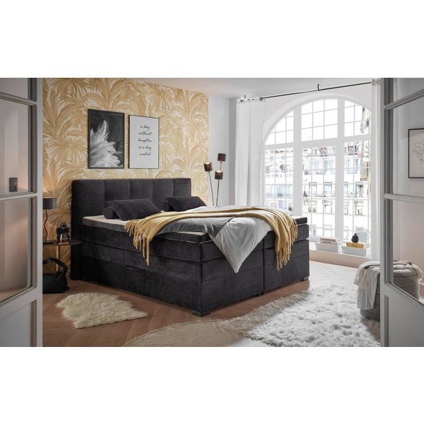 ED EXCITING DESIGN Boxspringbett FANES, Doppelbett mit Bettkasten und Taschenfederkernmatratze H3 (Komfortliegehöhe 73cm), mit 7cm Visco-Topper, hochwertiger Mi