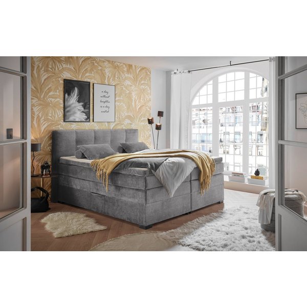 ED EXCITING DESIGN Boxspringbett FANES, Doppelbett mit Bettkasten und Taschenfederkernmatratze H3 (Komfortliegehöhe 73cm), mit 7cm Visco-Topper, hochwertiger Mi