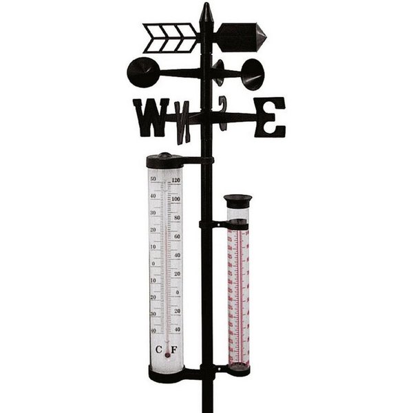 EDCO Garten Wetterstation 145cm Regenmesser Windmesser Thermometer Wetterstation