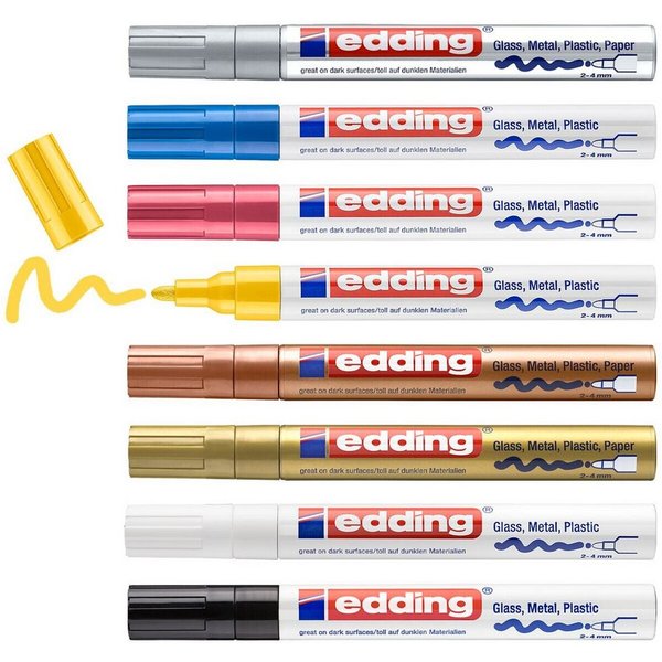 edding Lackmarker 750, (8-tlg), Glanzlackmarker, Strichstärke 2-4 mm