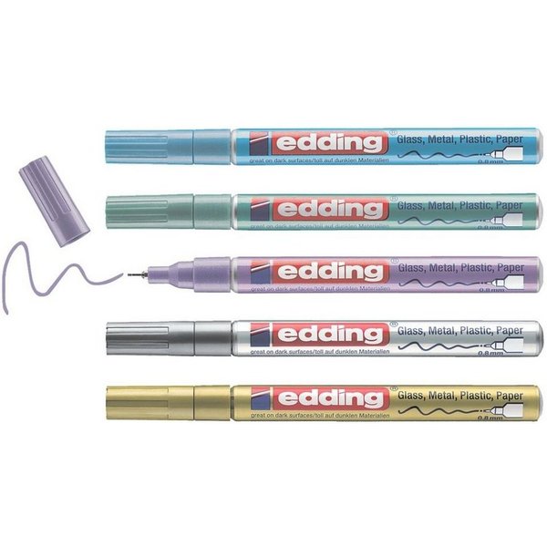 edding Lackmarker 780 metallic spezial, (5-tlg), Strichstärke 0,8 mm