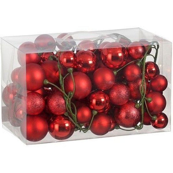 edelman Weihnachtsbaumkugel Weihnachtskugel-Girlande 180 cm – 80 Kugeln Rot oderChampagnerfarben, aus 50% recyceltem Kunststoff