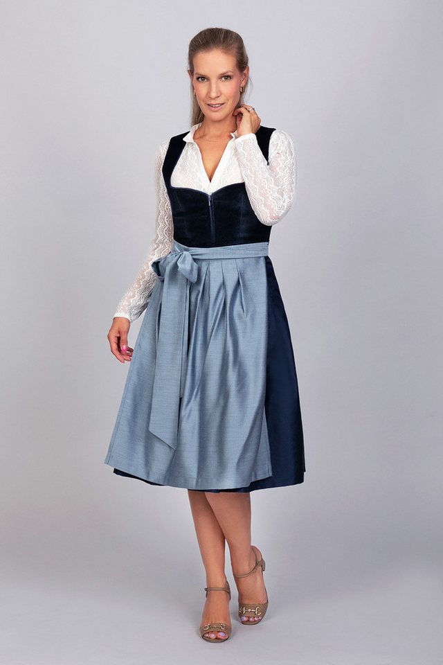Edelnice Dirndl Luna Samt Blau – Bild 2 von 5