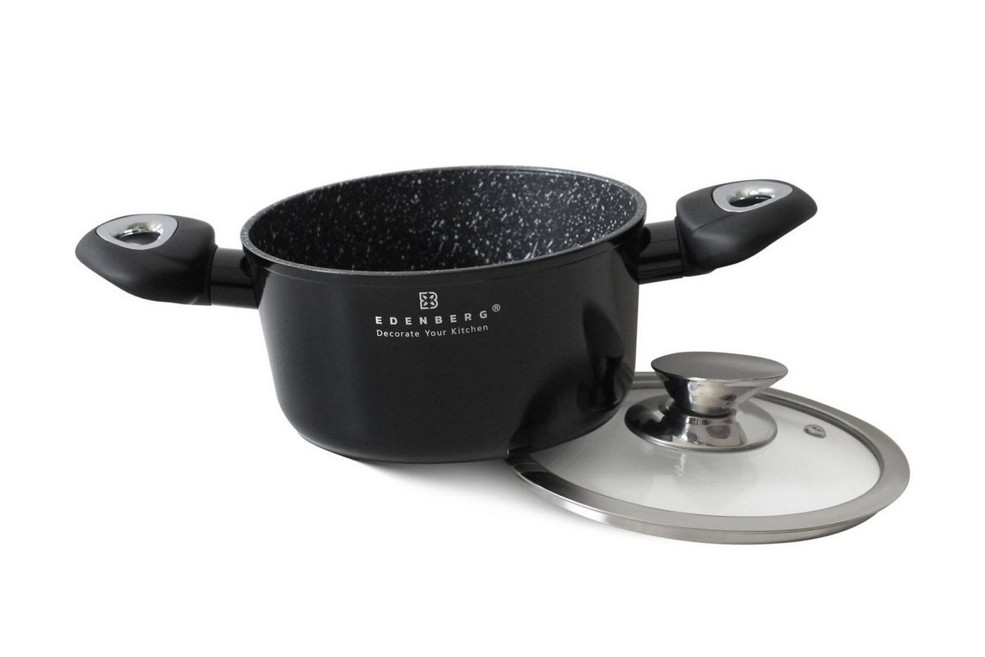 Edenberg Topf-Set Klassische schwarze Töpfe, in 4 verschiedenen Größen und in 4 Farben, Aluminium, Keramik (Gönnen Sie sich stilvolles Kochen auf höchstem Nivea – Bild 4 von 5