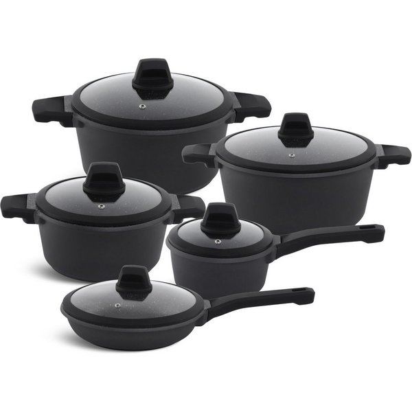 Edenberg Topf-Set Modernes Topfset, Schwarze Töpfe, Pfanne, Kasserolle INDUKTION, Keramik, Aluminium (Investieren Sie in dieses elegante und vielseitige Topfset
