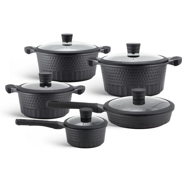 Edenberg Topf-Set Schwarze Topfset klassische Töpfe, Kasserolle Pfanne Keramik INDUKTION, Aluminium, Keramik (10-tlg., Zeitloses Design des Topfsets. Eine ideal