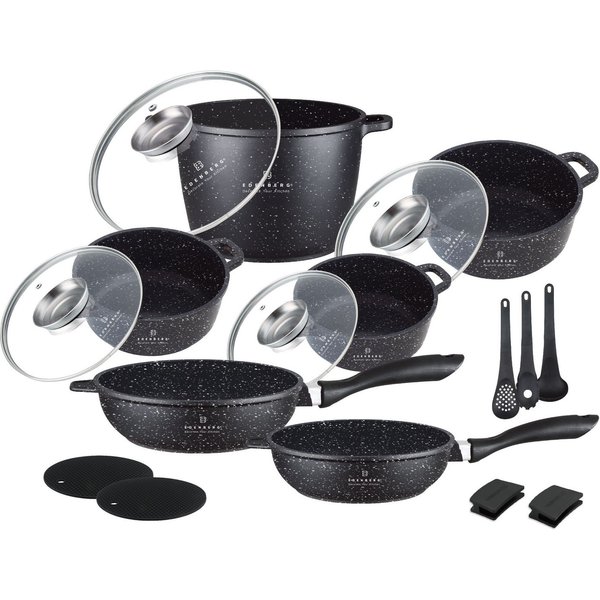 Edenberg Topf-Set Töpfe in 4 verschiedenen Größen plus Pfannen Küchenzubehör, Aluminiumguss, Aluminium, Edelstahl, Keramik (Multifunktional, geeignet zum Kochen