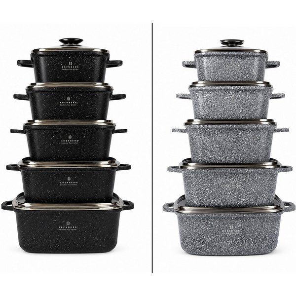 Edenberg Topf-Set Wunderschöner quadratischer Töpfe zum Backen und Kochen in zwei Farben, Aluminium, Edelstahl, Aluminiumguss (Entscheiden Sie sich für dieses h