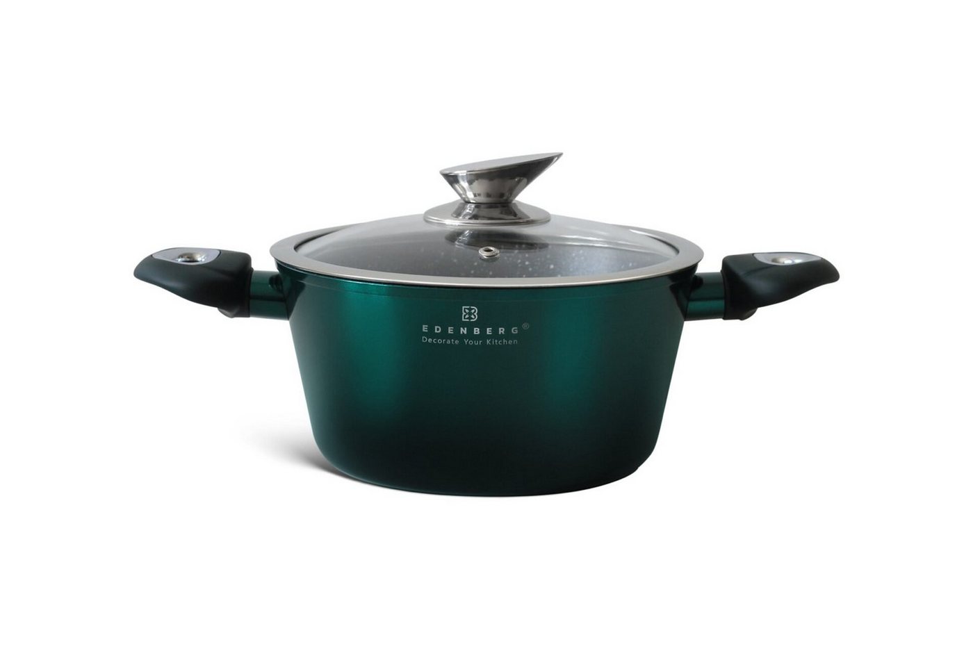Edenberg Topf-Set Wunderschönes dunkelgrünes Topfset mit Kasserolle, Pfannen, Aluminiumguss, Keramik, Edelstahl (Schöne Töpfe mit einzigartigem Design, 15-tlg., – Bild 3 von 5